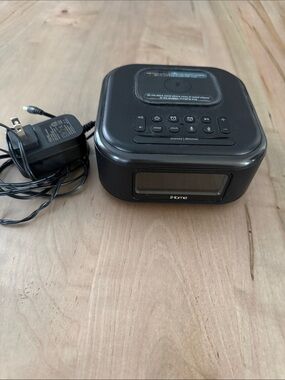 iHome Black Alarm Clock Speaker with Wireless Charging